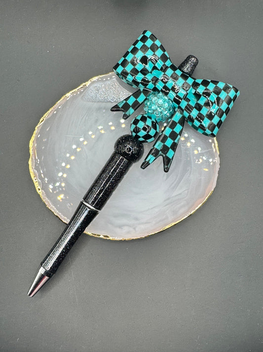 Turquoise Checks - Pen