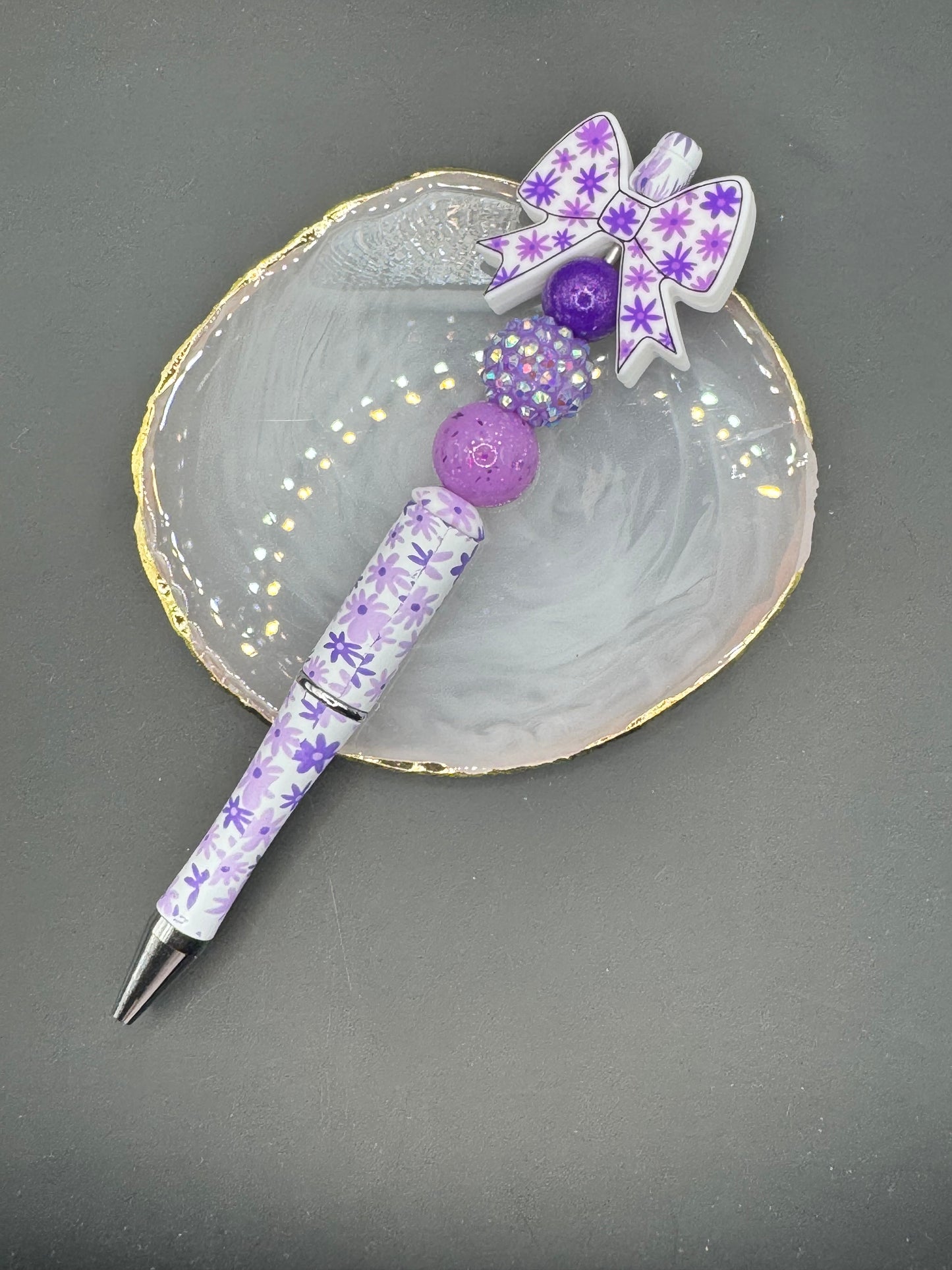 Purple Daisy Bow Pen