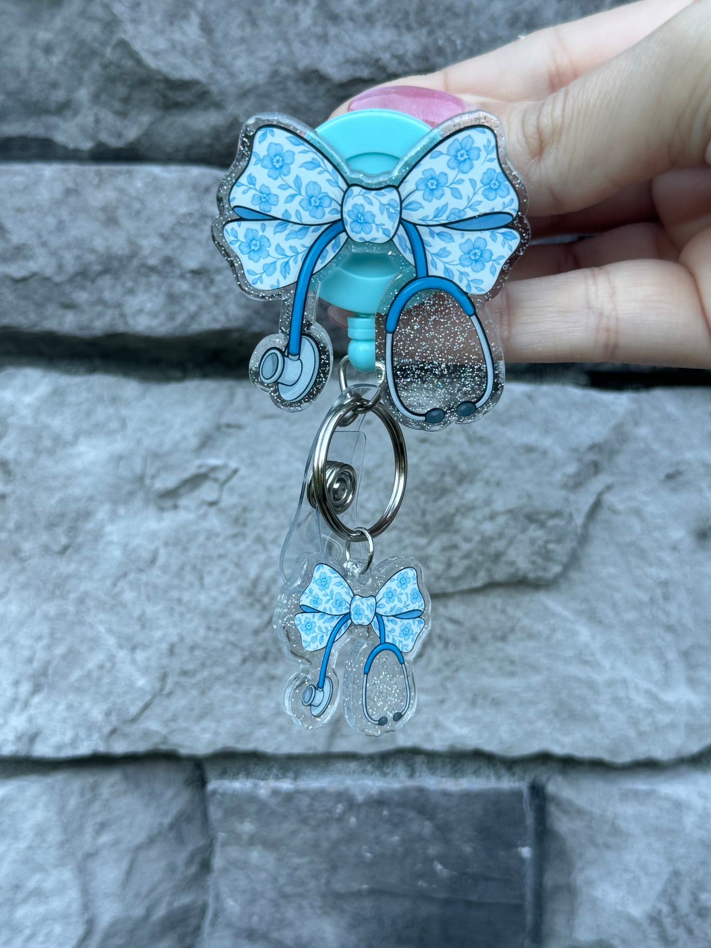 Stethoscope Bow Badge Reel