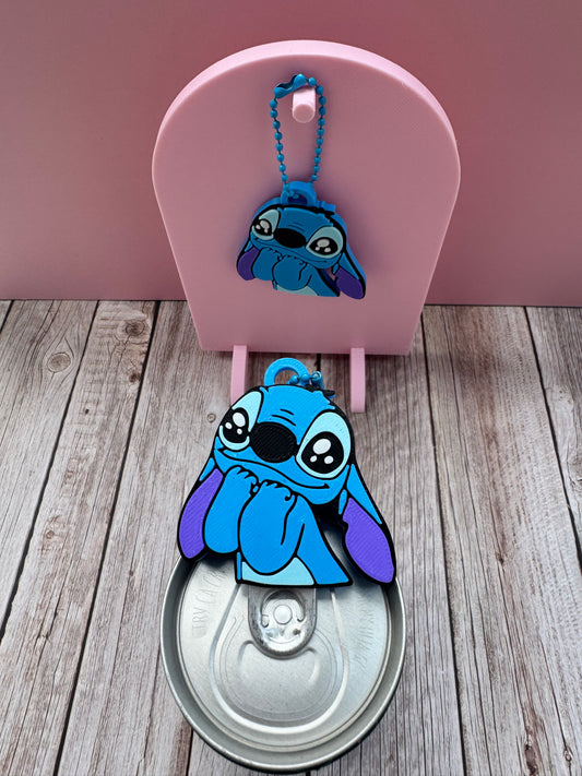 3D Printed Blue Alien - Soda Can Opener Keychain