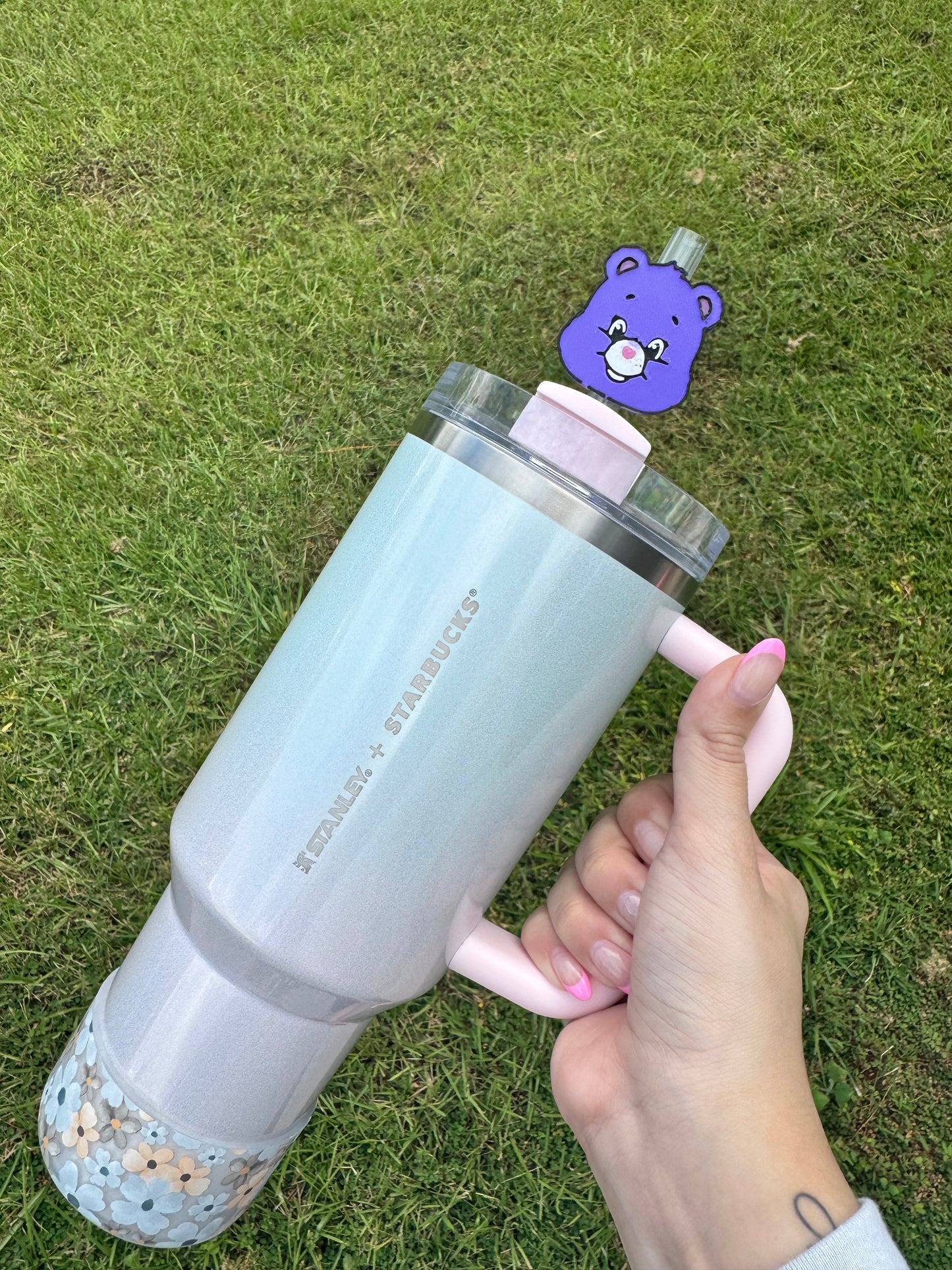 3D Printed Purple Bear - Straw Buddy