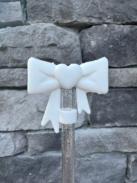 White Sweetheart Bow Topper
