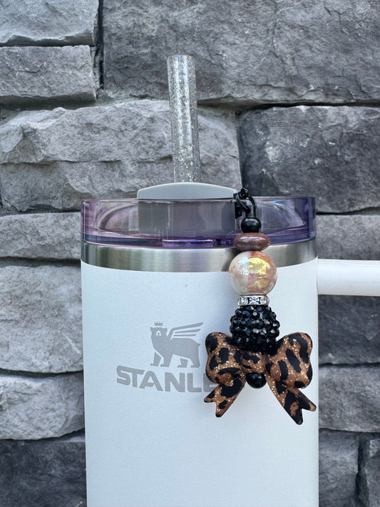 Glitter Leopard - Straw Charm