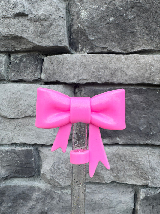 Bubblegum Opal Large Bow - Straw Topper