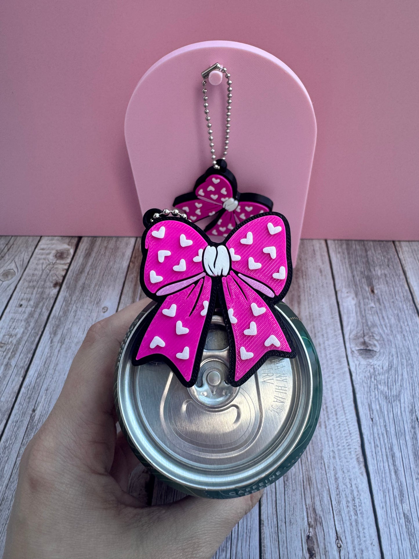 3D Printed Heart Bow - Soda Can Opener Keychain