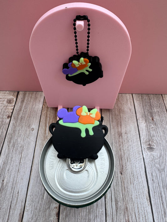 3D Printed Spooky Cauldron - Soda Can Opener Keychain *Glows in the Dark*