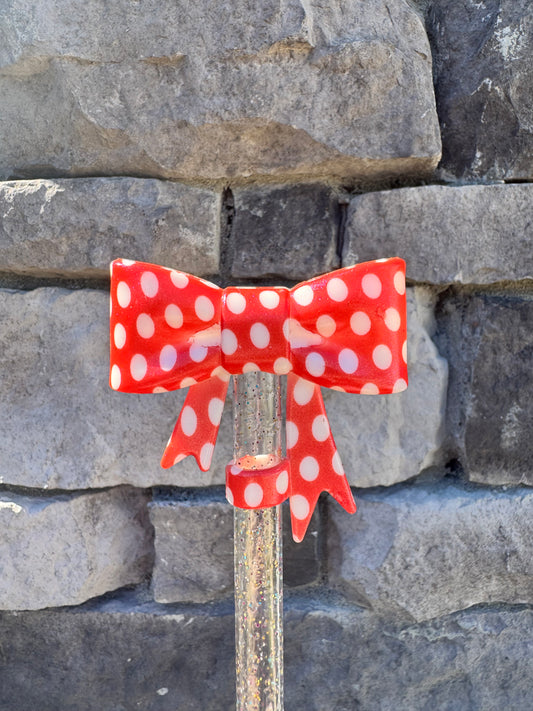 Opal Red Polka Dots Bow Topper