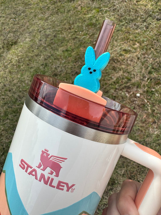 Turquoise Bunny Peep Straw Buddy