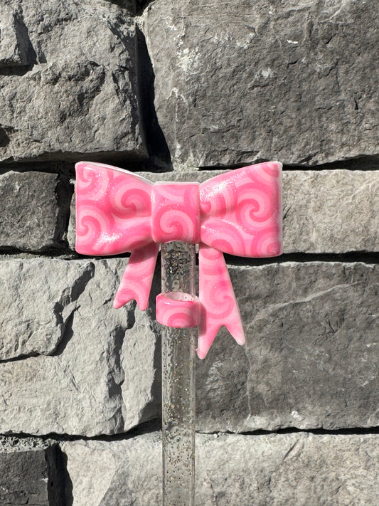 Opal Pink Swirl Bow Topper