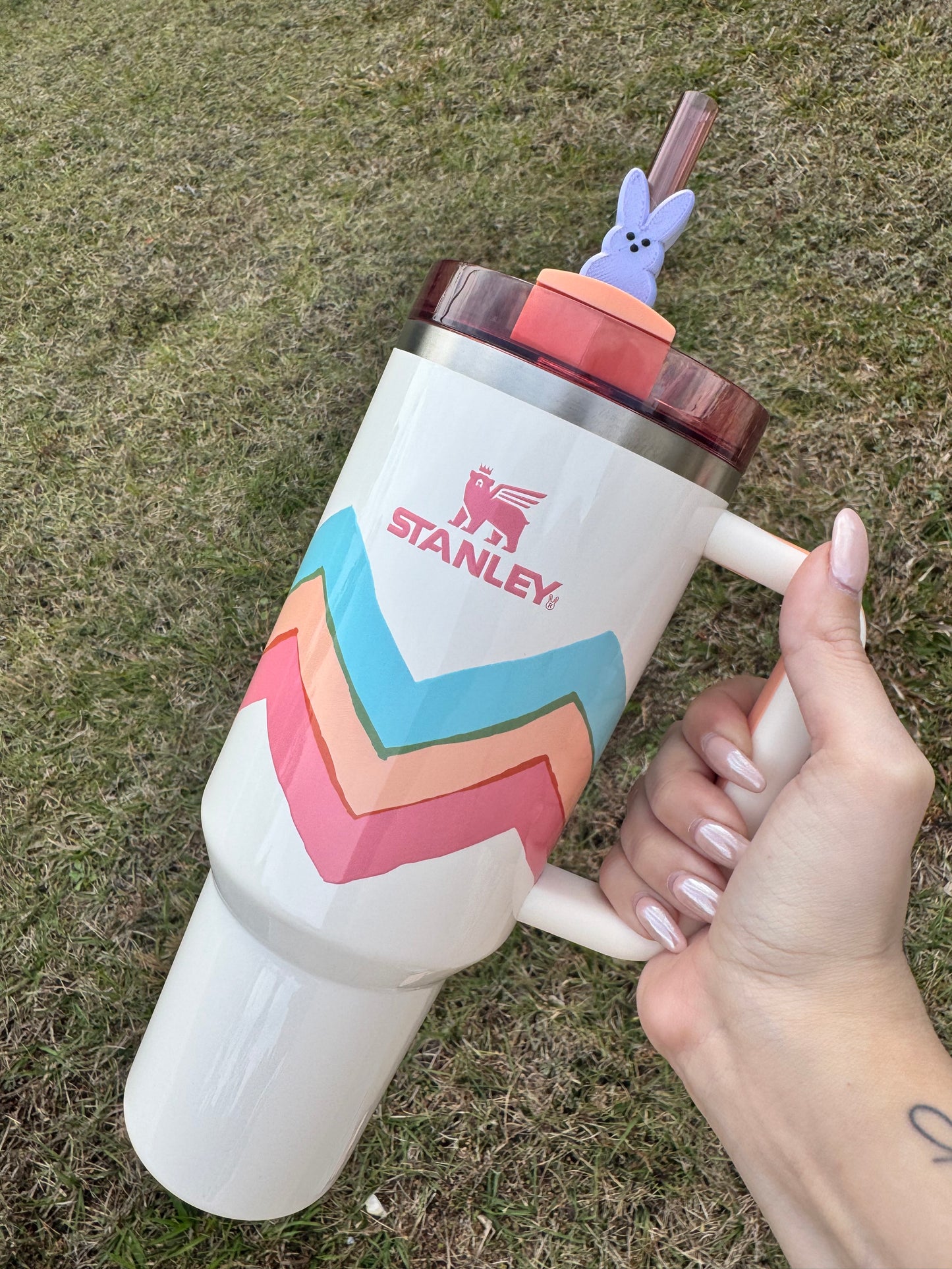 Lavender Bunny Peep Straw Buddy