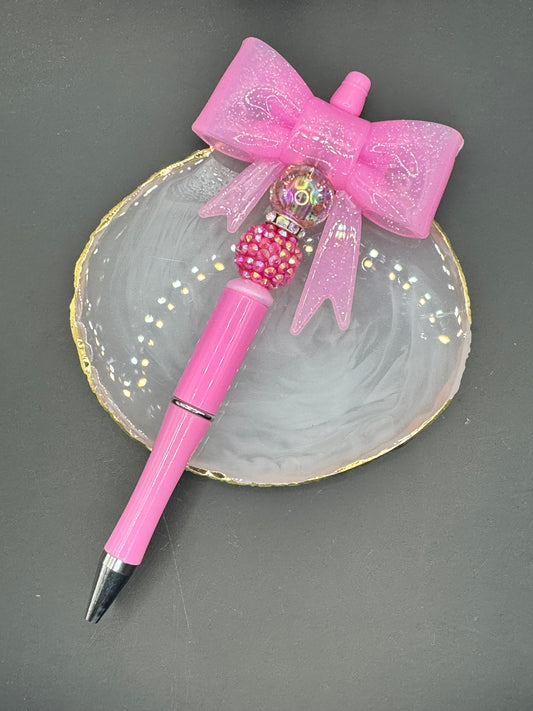 Pink Glitter Large Bow - Pen