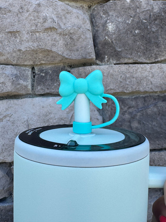 Turquoise 3D Bow - Straw Topper 12MM