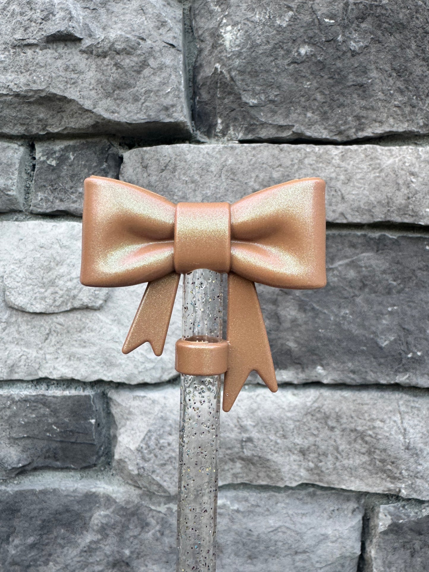 Mocha Opal Large Bow - Straw Topper