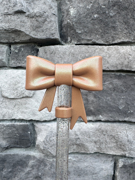 Mocha Opal Large Bow - Straw Topper