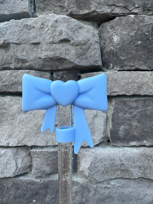 Frosted Blue Sweetheart Bow Topper