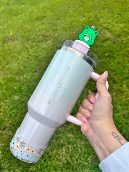 3D Printed Green Bear - Straw Buddy