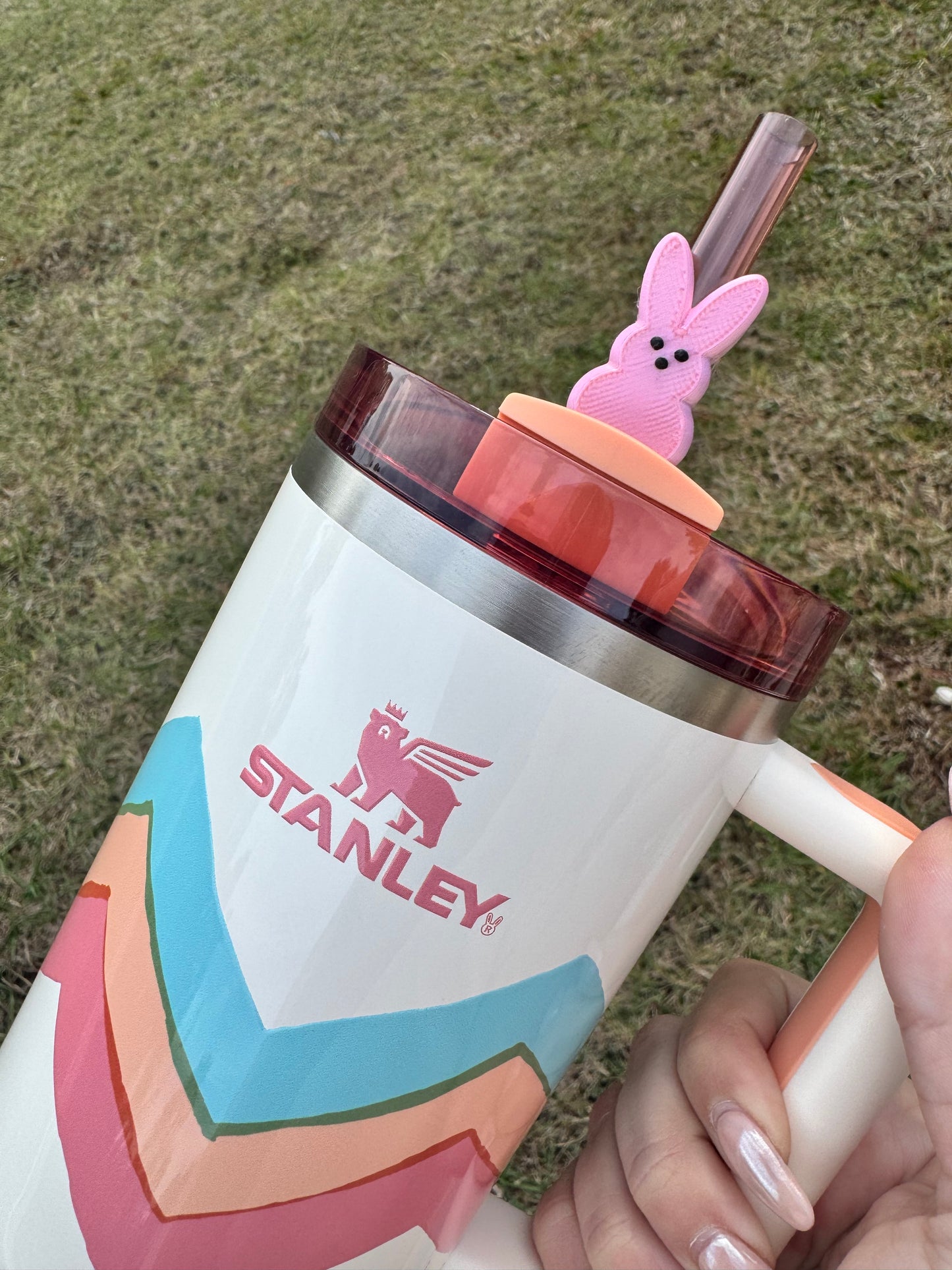 Pink Bunny Peep Straw Buddy