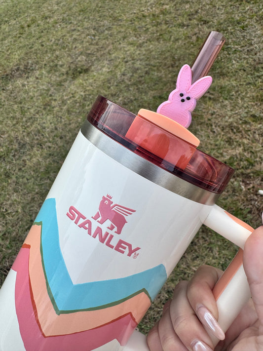 Pink Bunny Peep Straw Buddy