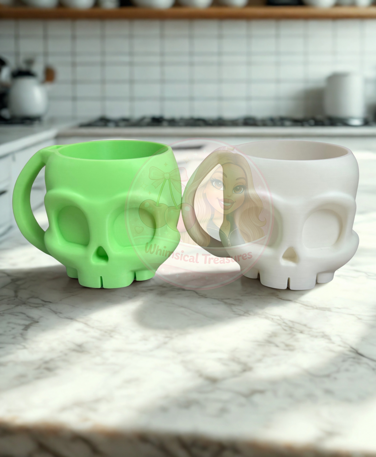 Halloween Ice Cream Pint Holder | 3D Printed Skull Ice Cream Tub Holder with Spoon Slot | Spooky Movie Night Gift