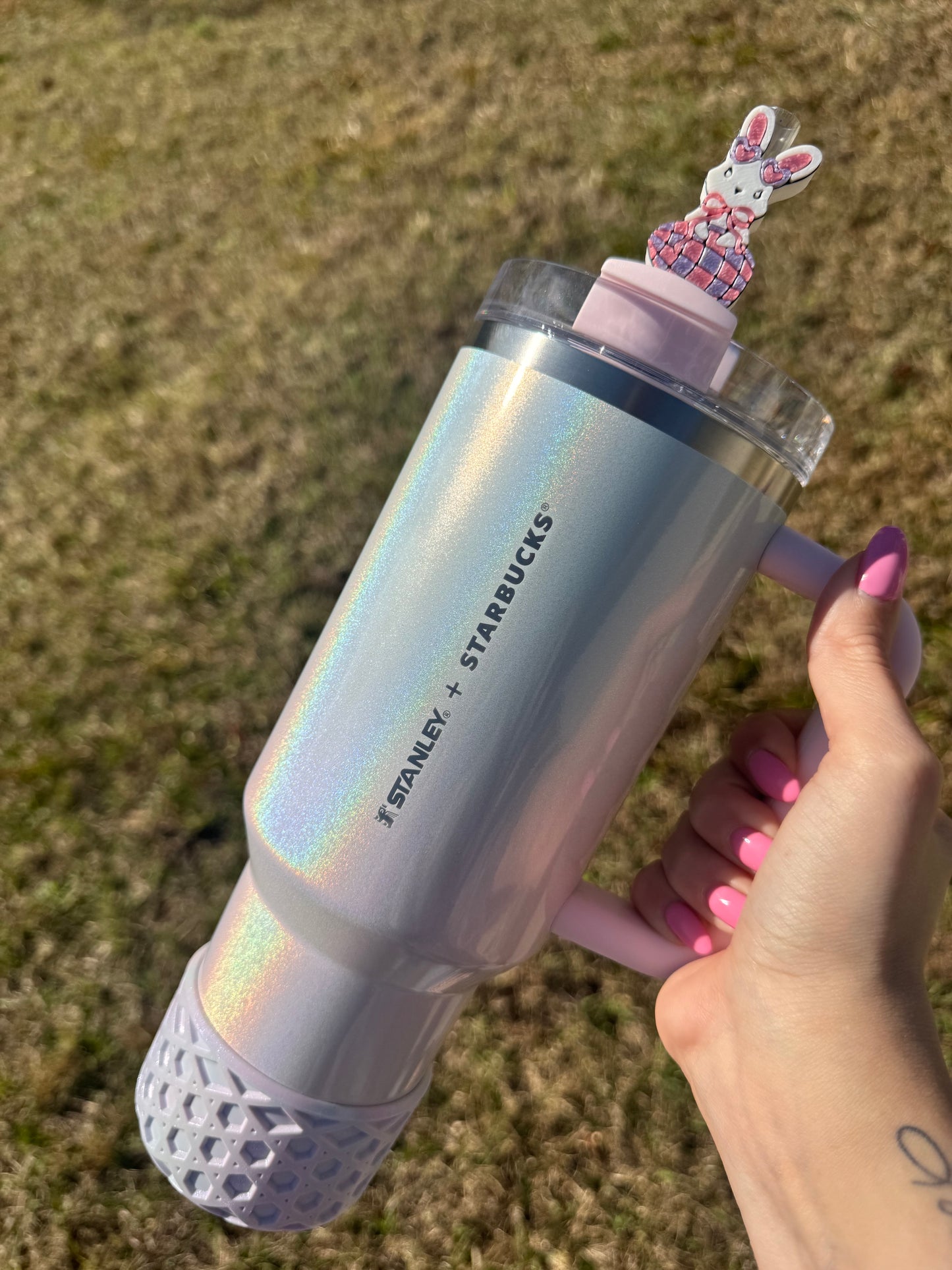 Checkered Bunny Straw Buddy