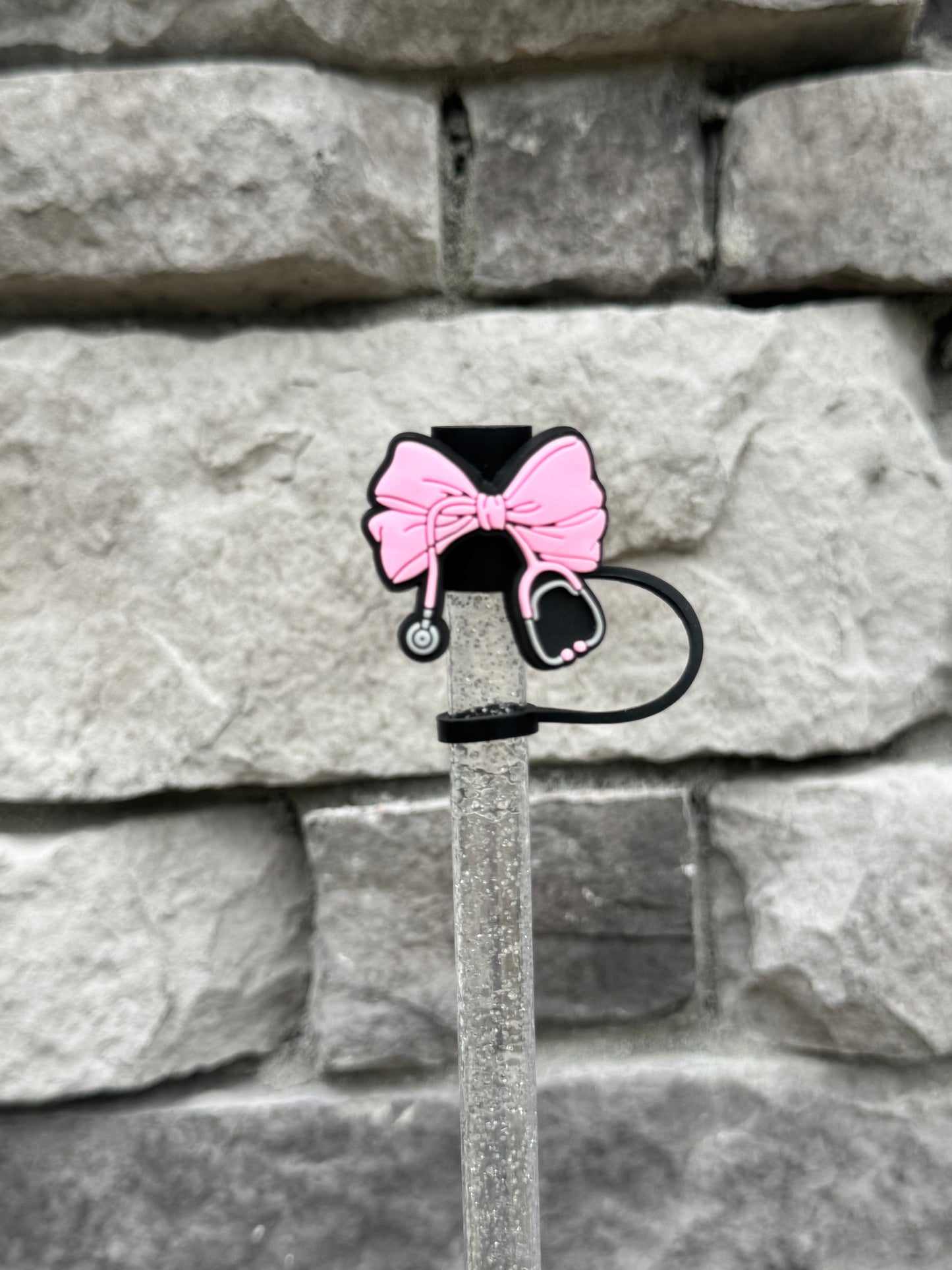 Pink Stethoscope - Straw Topper