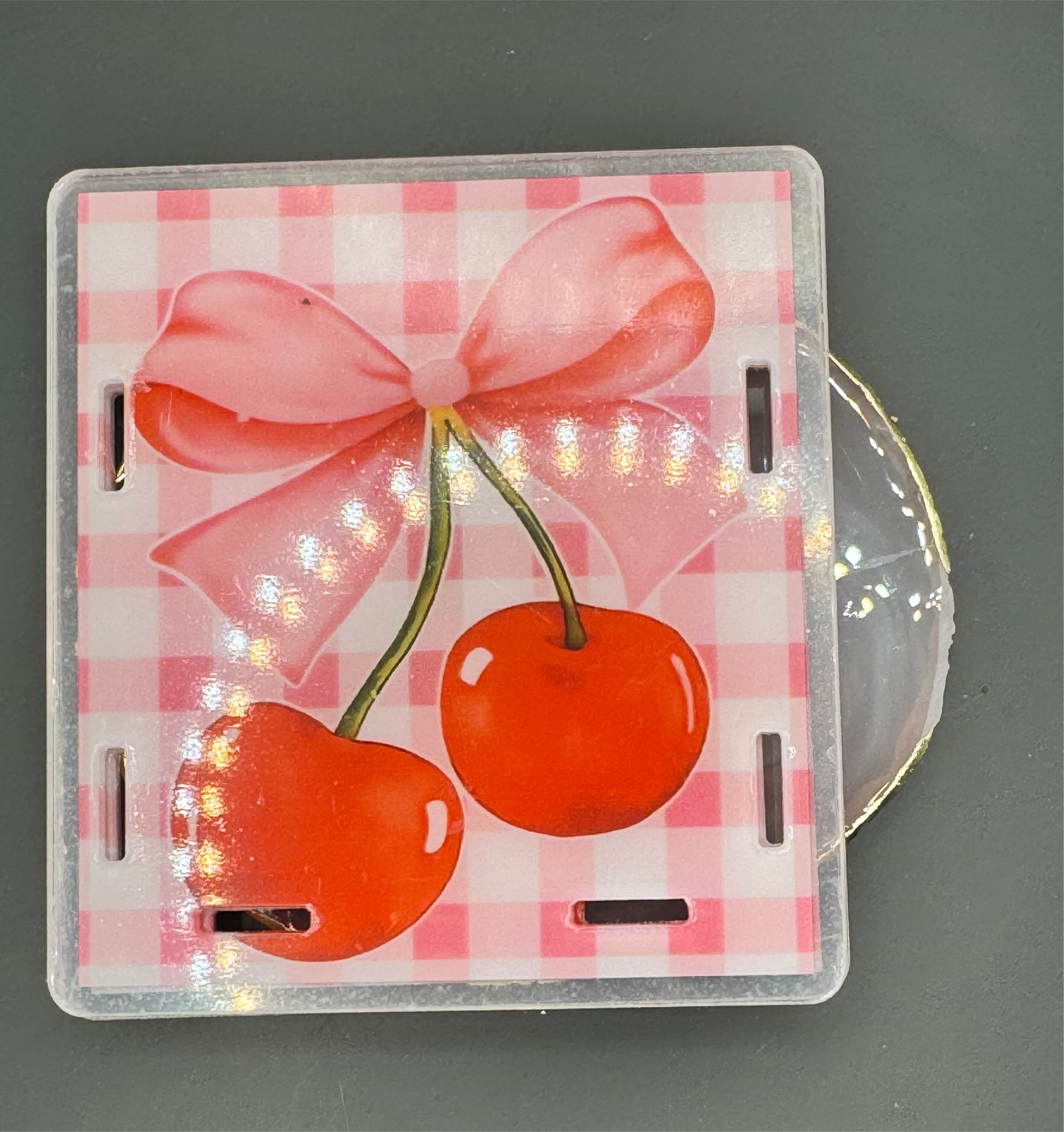 Plaid Cherries - Acrylic Pen Holder