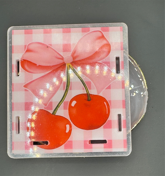 Plaid Cherries - Acrylic Pen Holder