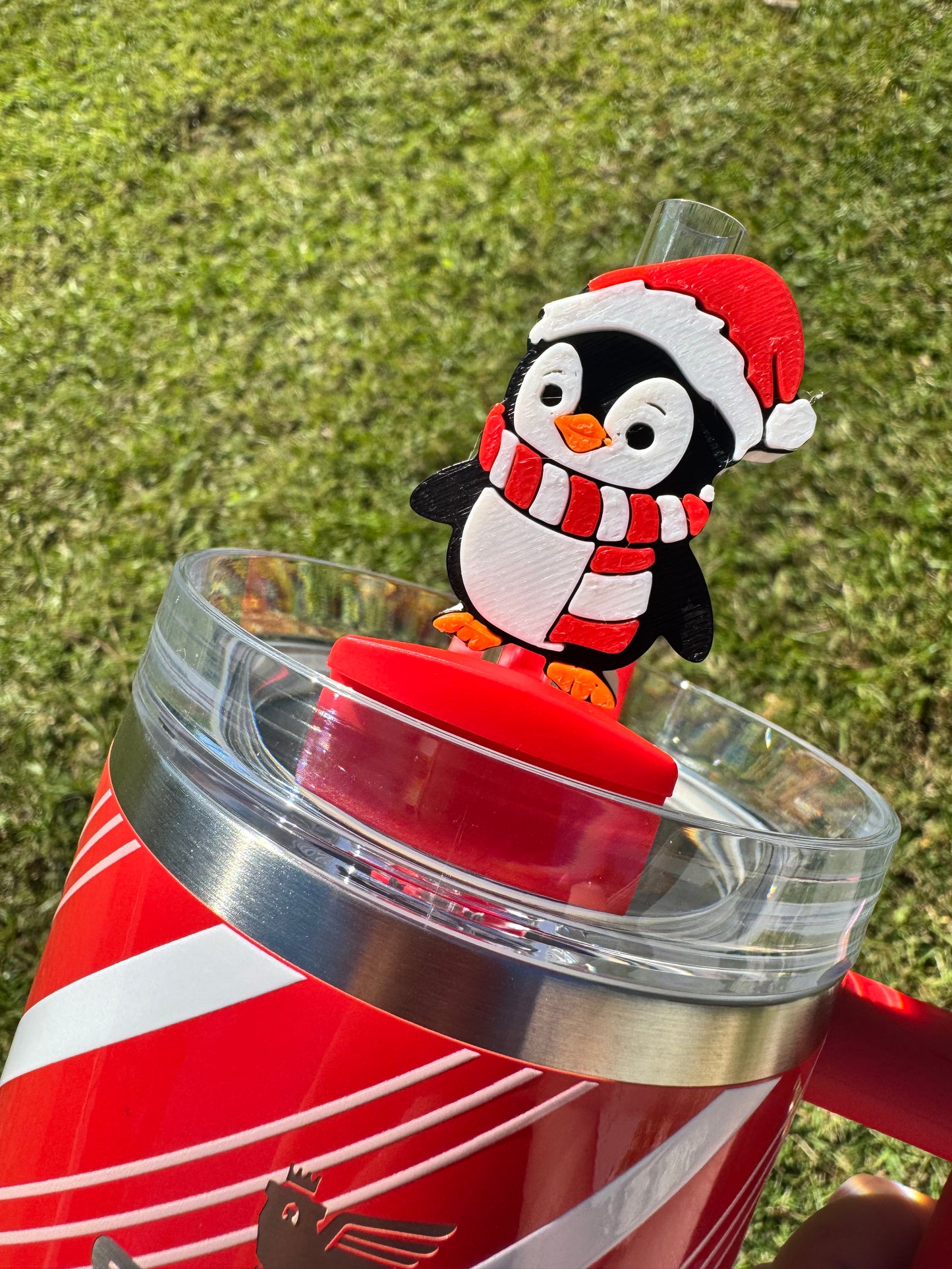 3D Printed Holiday Penguin - Straw Buddy