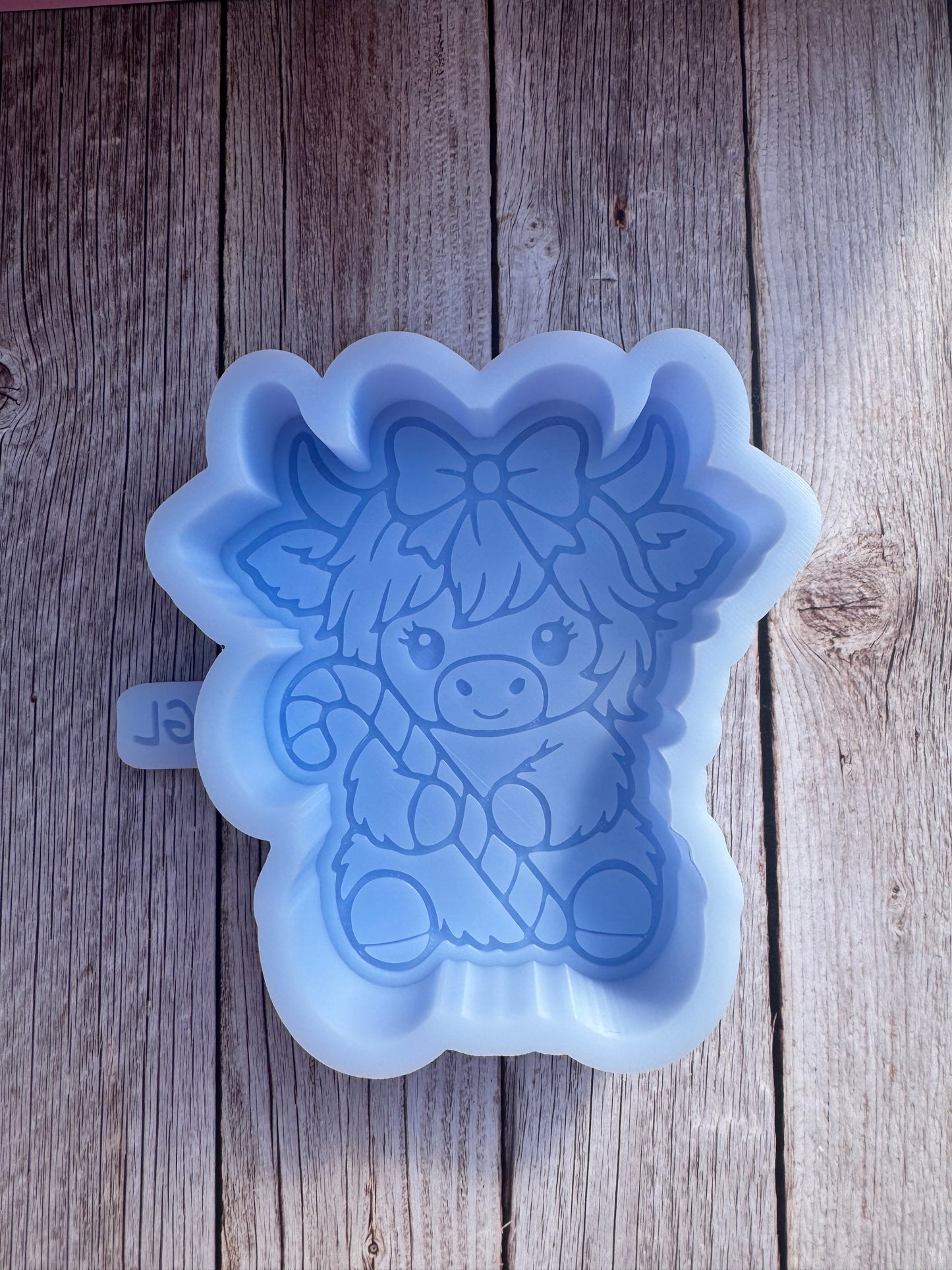 Highland Cow with Candy Cane Silicone Freshie Mold