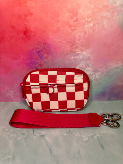 Raspberry Checkers - Wristlet Wallet