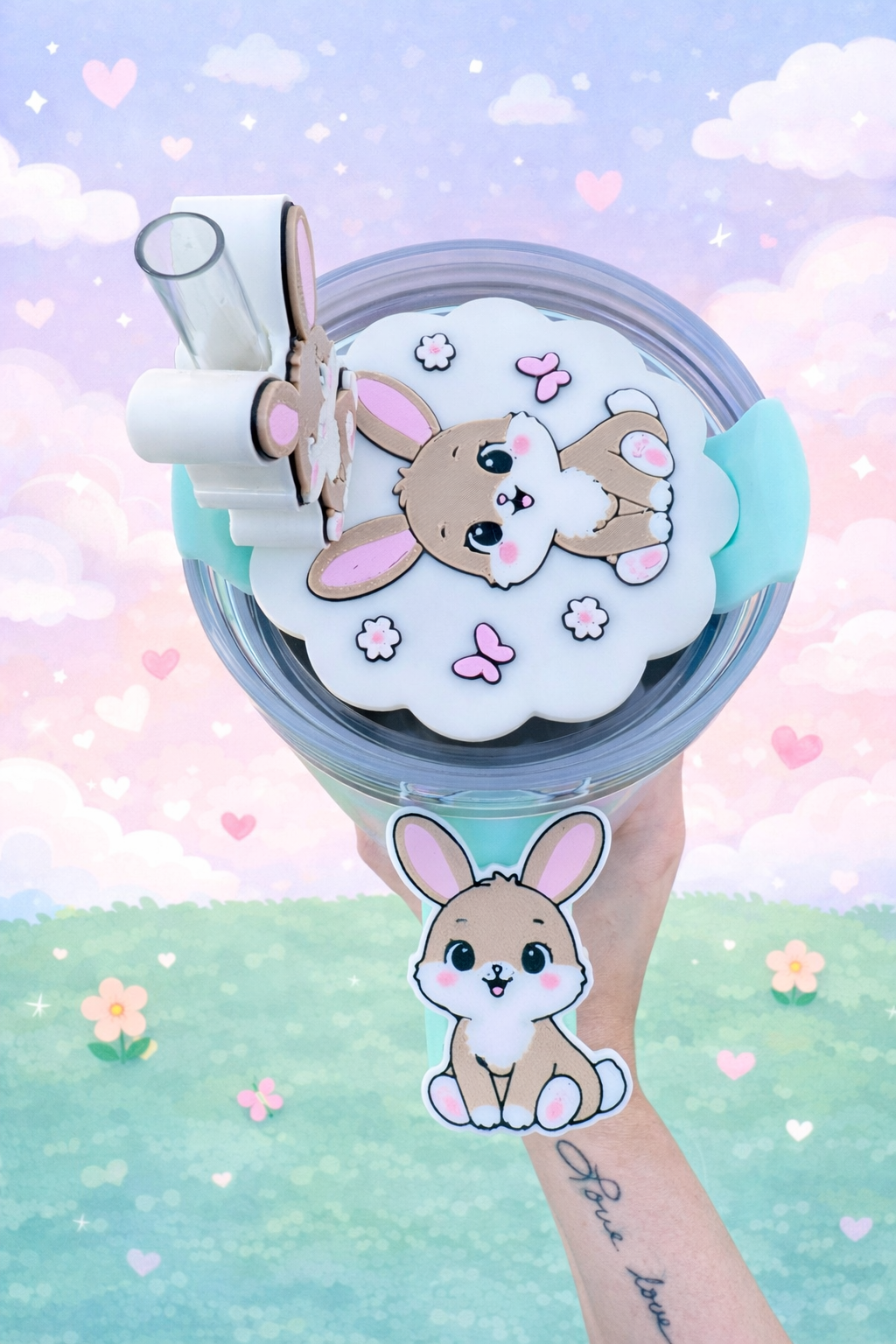 Blossom Bunny 3D Printed Handle Clip - Stanley 2.0*