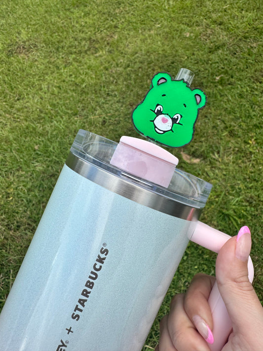 3D Printed Green Bear - Straw Buddy