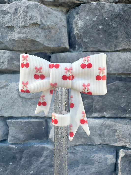 Stripped Cherries Bow Topper