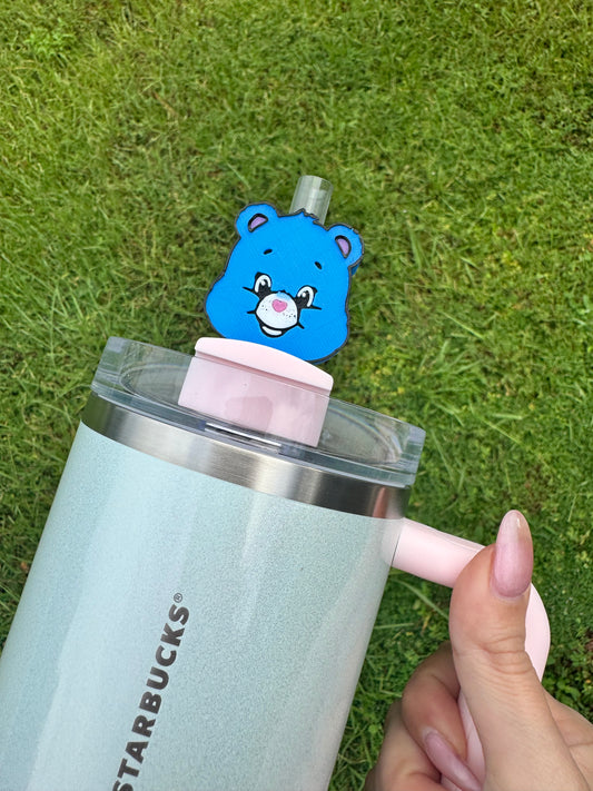 3D Printed Blue Bear - Straw Buddy