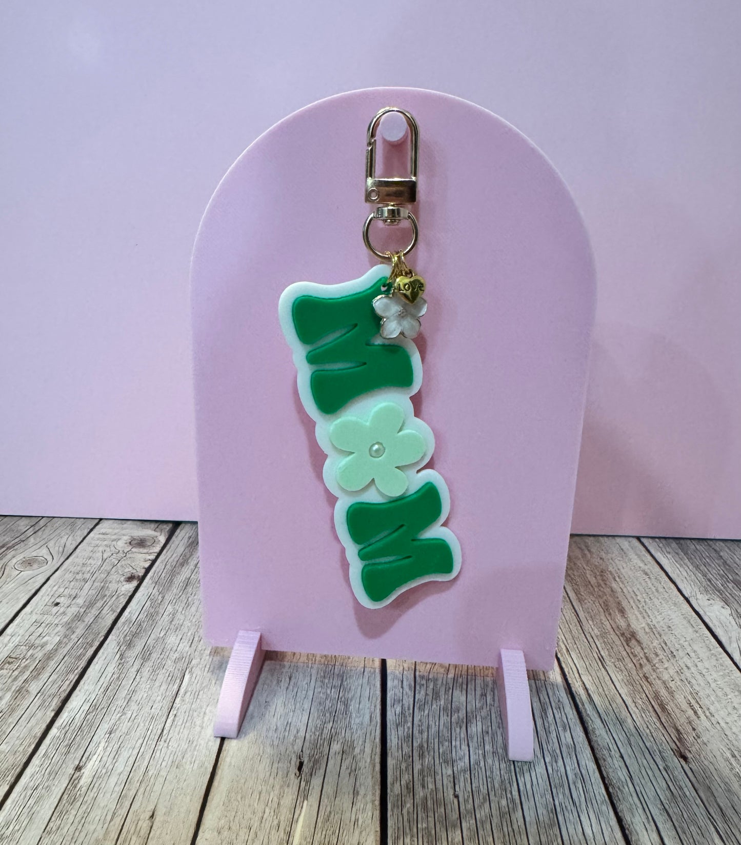3D Printed Floral MOM Keychain | Bag Charm, Mother's Day Gift