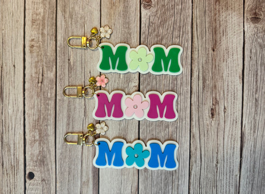 3D Printed Floral MOM Keychain | Bag Charm, Mother's Day Gift