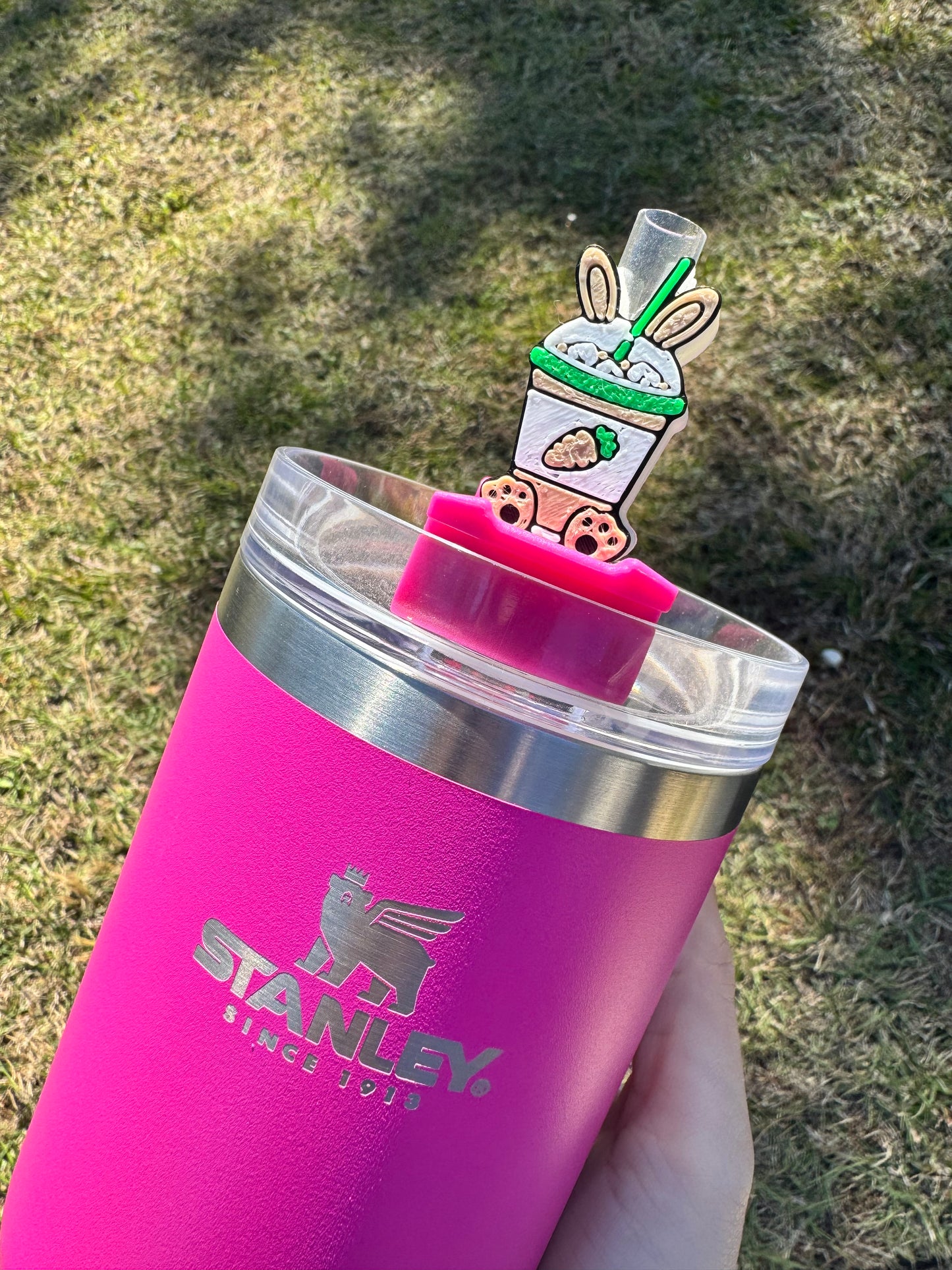 Hoppy Latte Bunny Straw Buddy