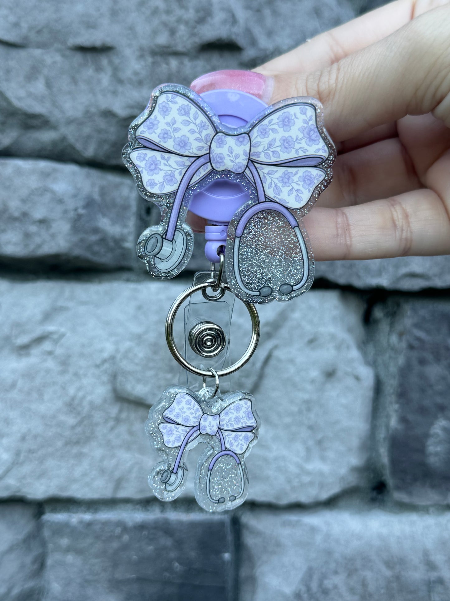 Purple Stethoscope Bow - Badge Reel