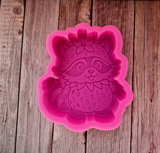 Strawberry Raccoon Silicone Freshie Mold