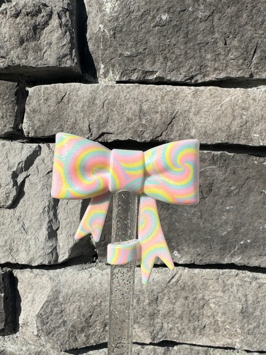 Opal Cotton Candy Swirl Bow Topper