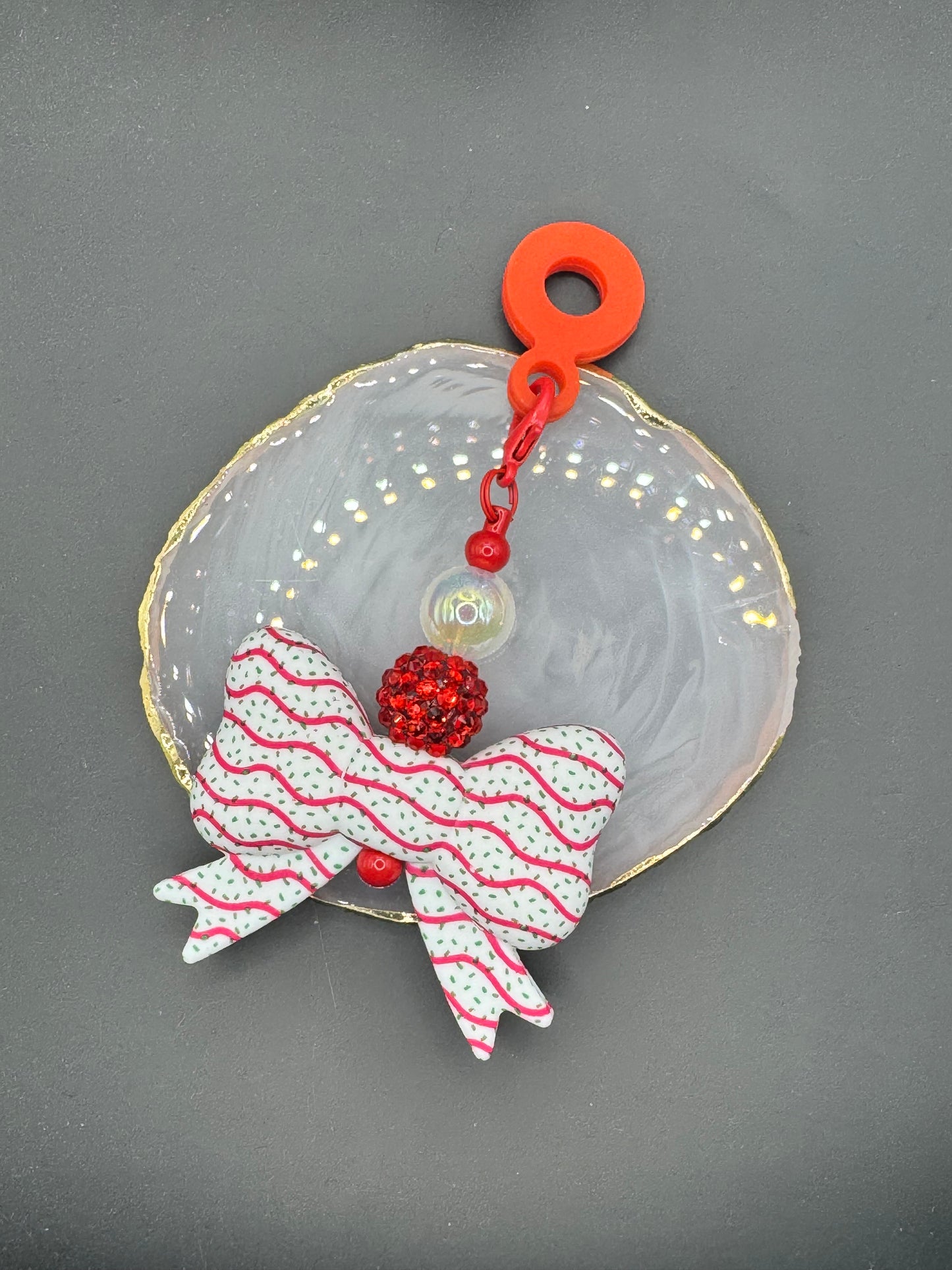 Jumbo Christmas Cake Bow - Straw Charm