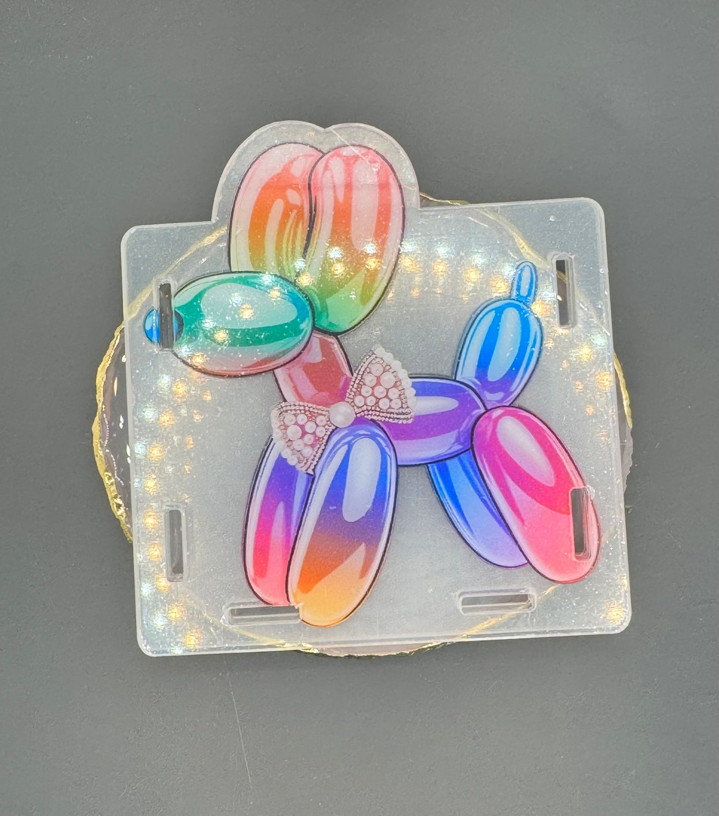 Neon Rainbow Balloon Dog - Acrylic Pen Holder