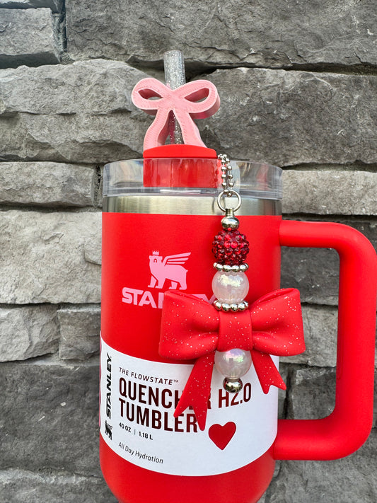 Red Glitter Bow - Handle Charm
