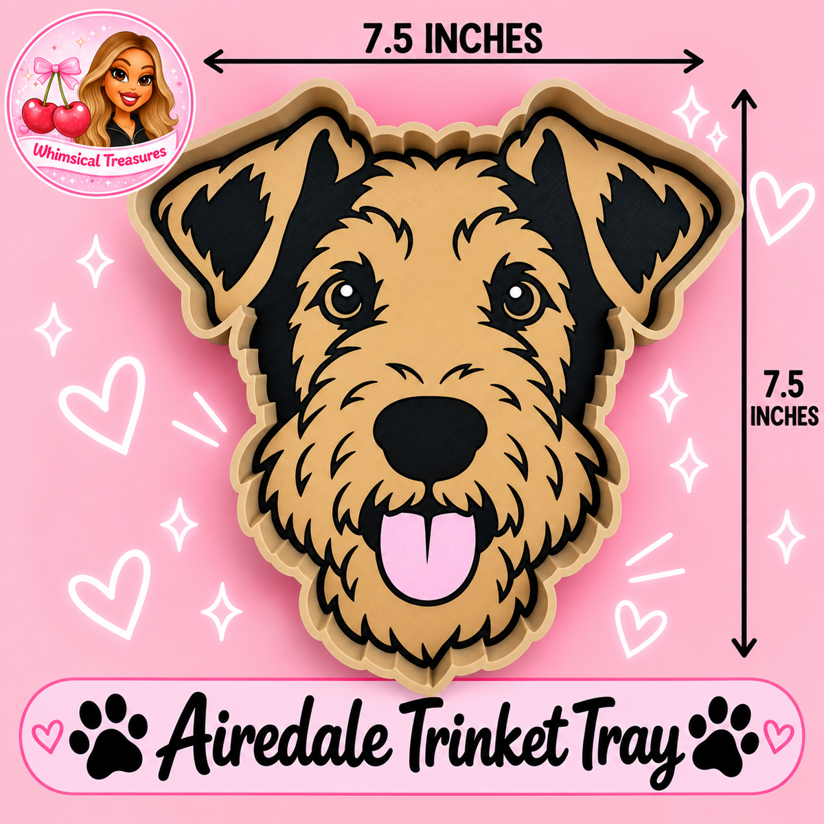 XL Airedale Trinket Tray