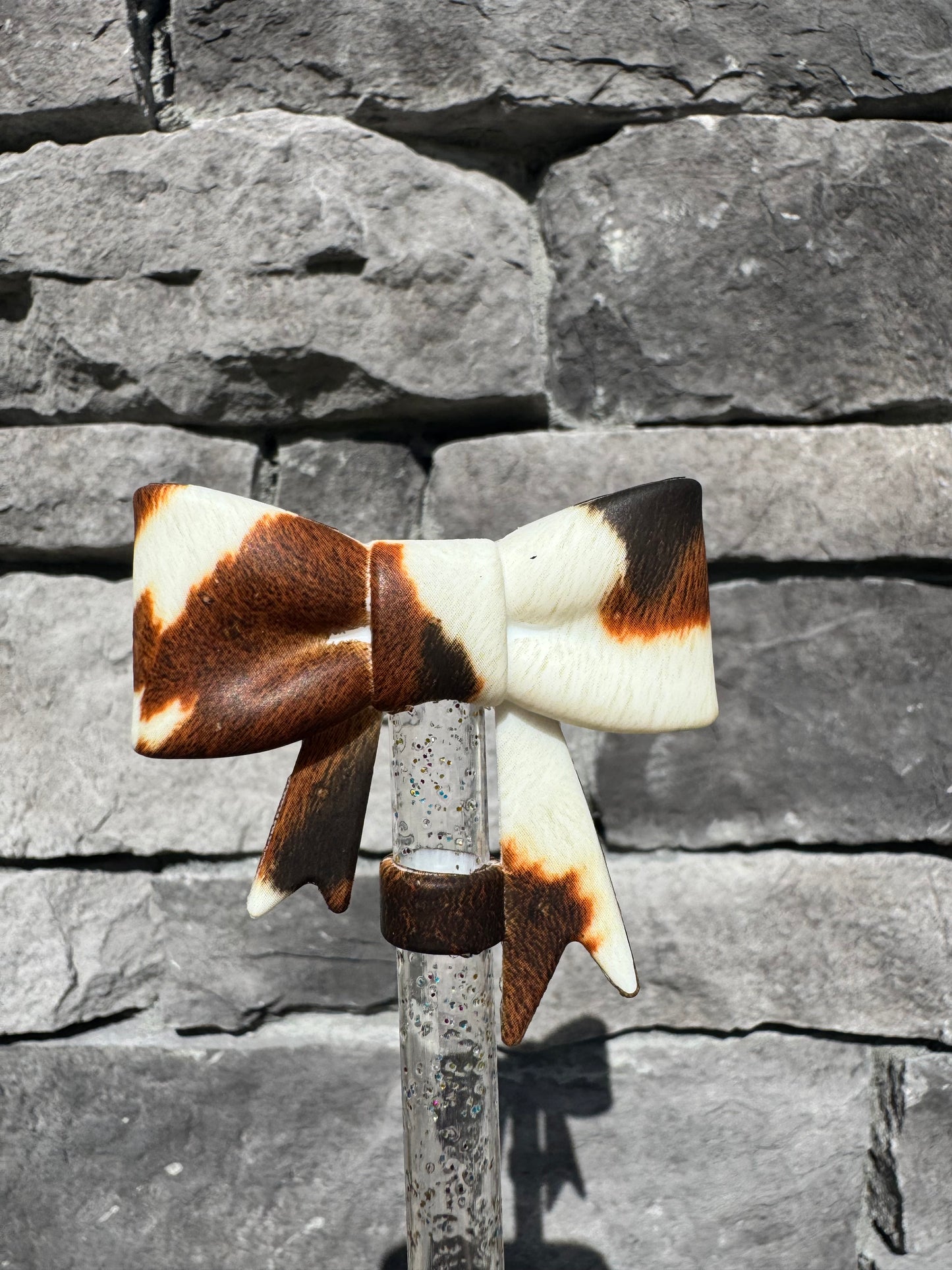 Cowhide Large Bow - Straw Topper