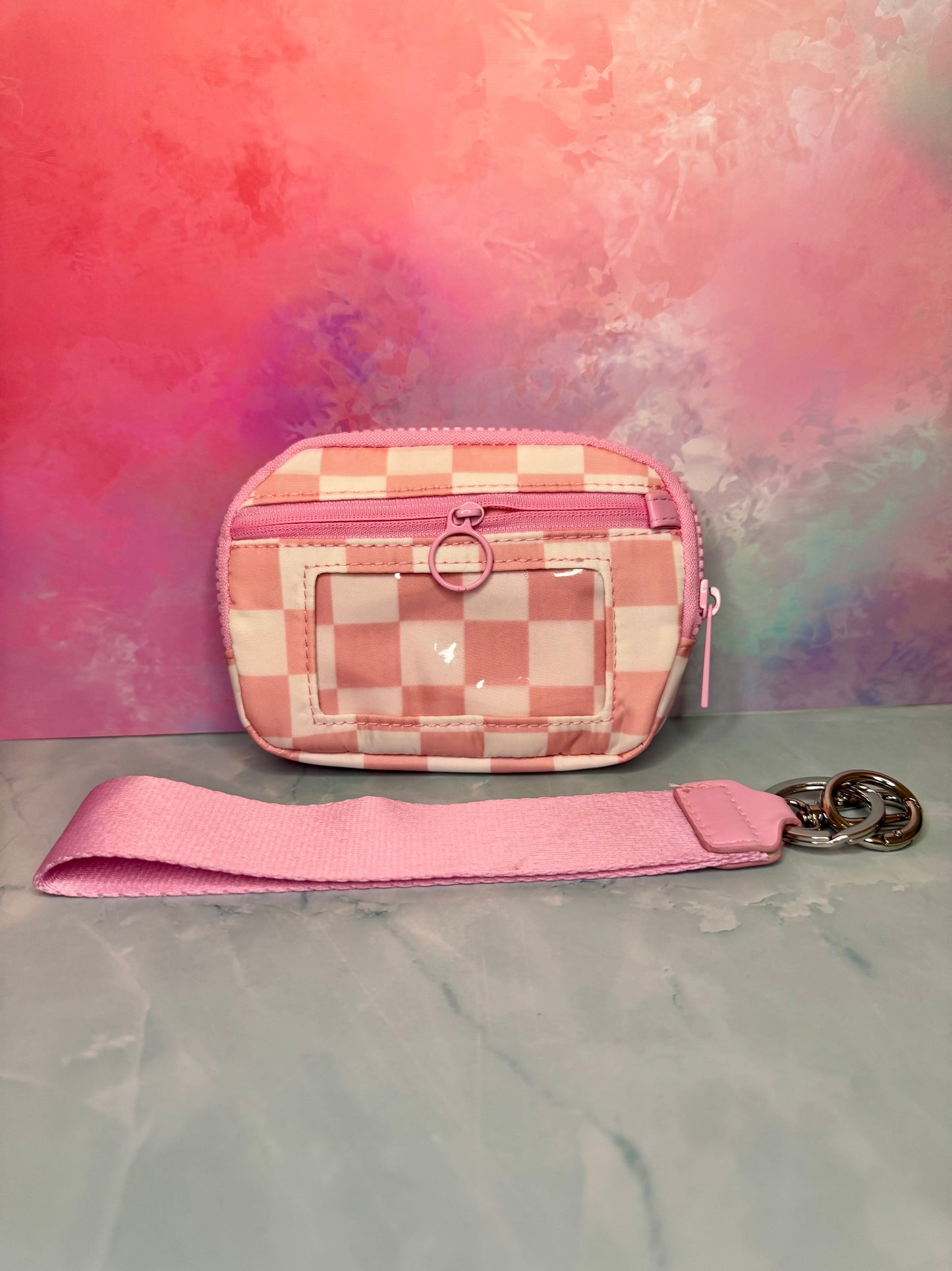 Pink Checkers - Wristlet Wallet