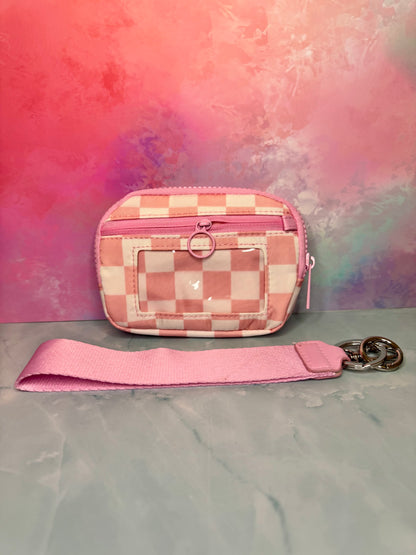 Pink Checkers - Wristlet Wallet