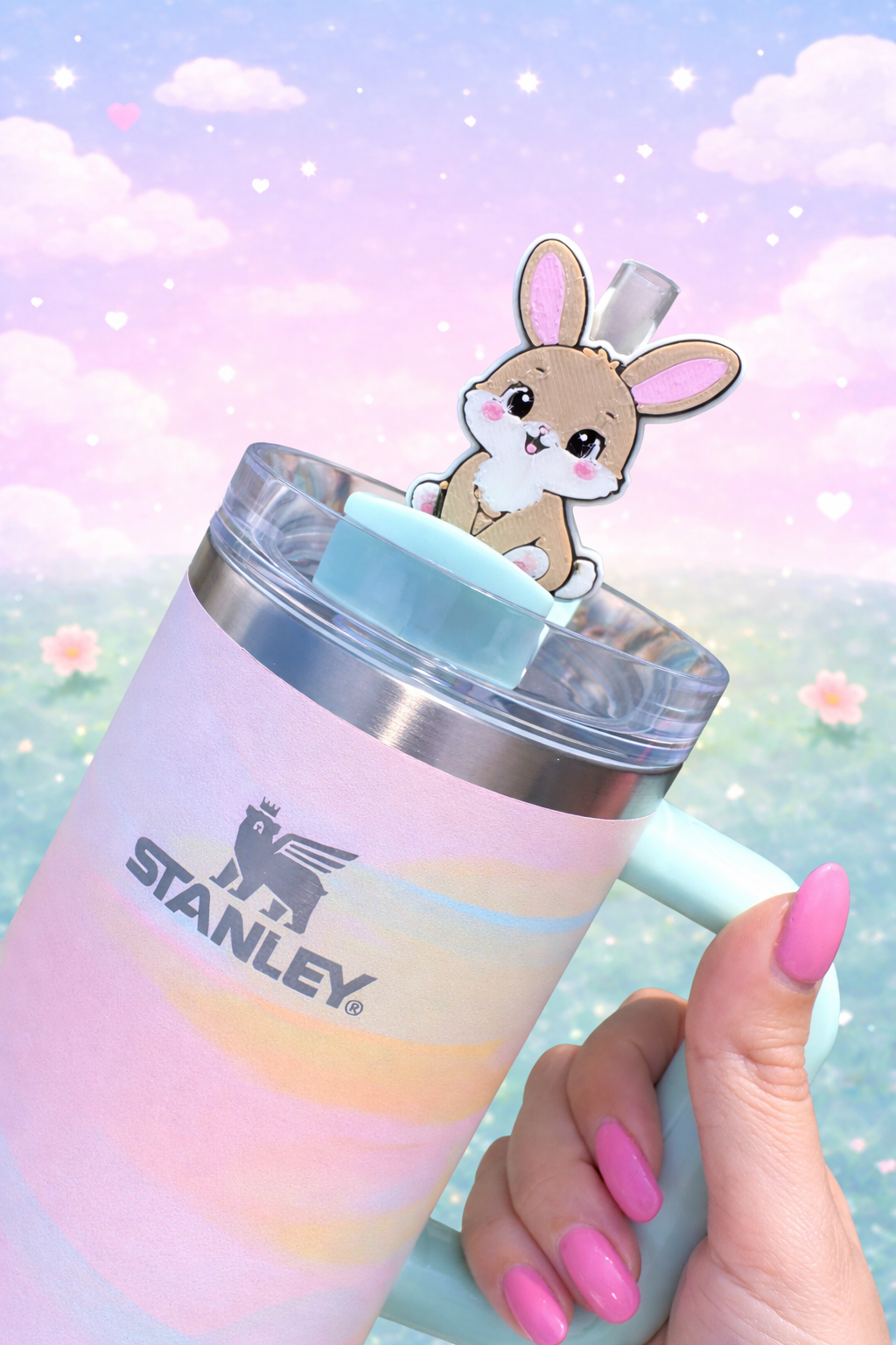 Bunny Blossom Straw Buddy