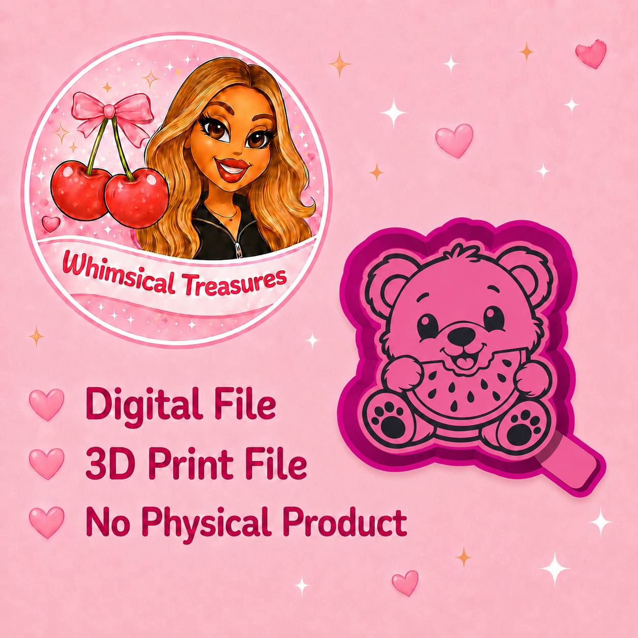 Watermelon Bear Freshie Mold STL File | 3D Print Design (Digital Download)