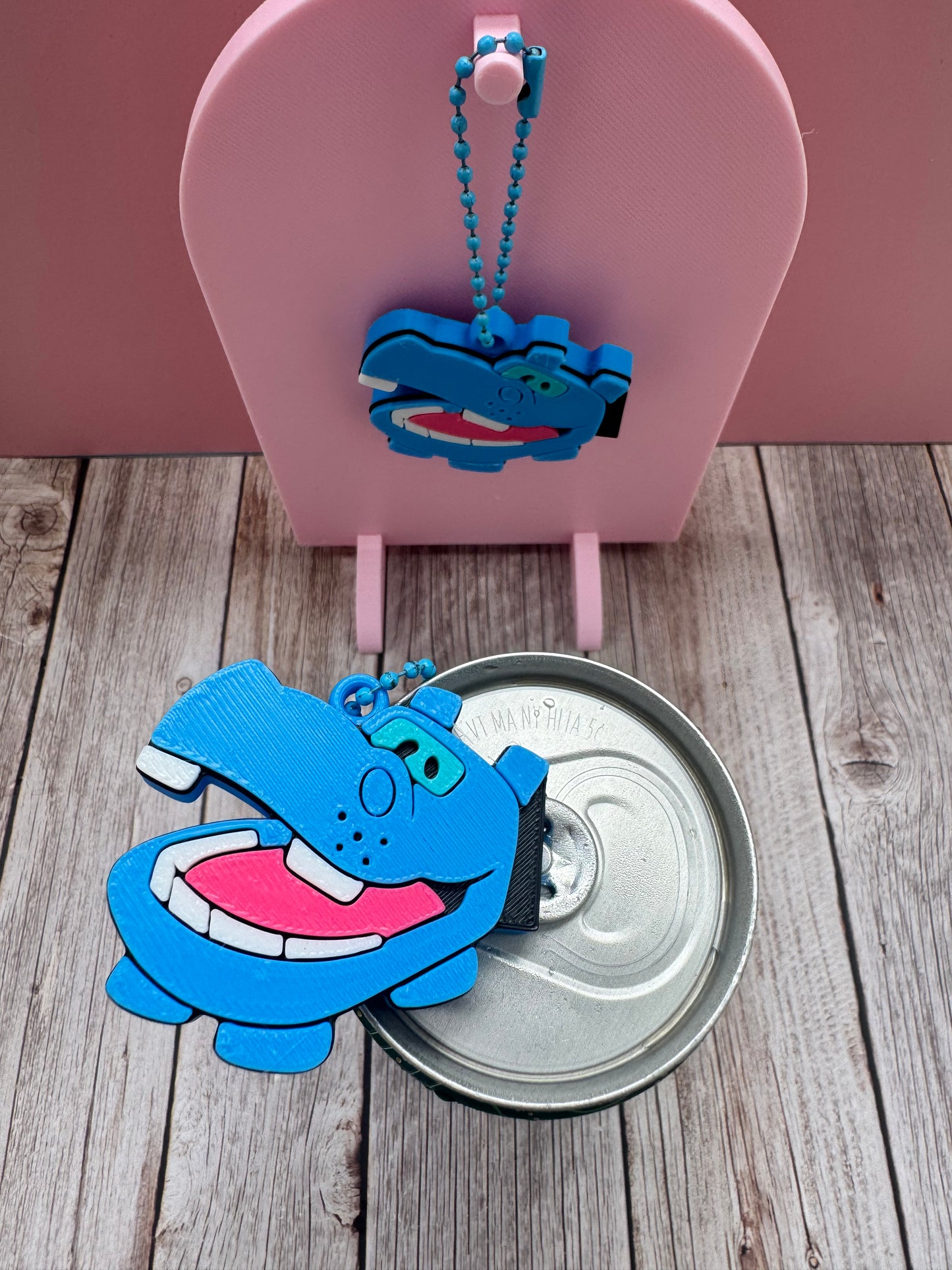 3D Printed Hippo Toy - Soda Can Opener Keychain